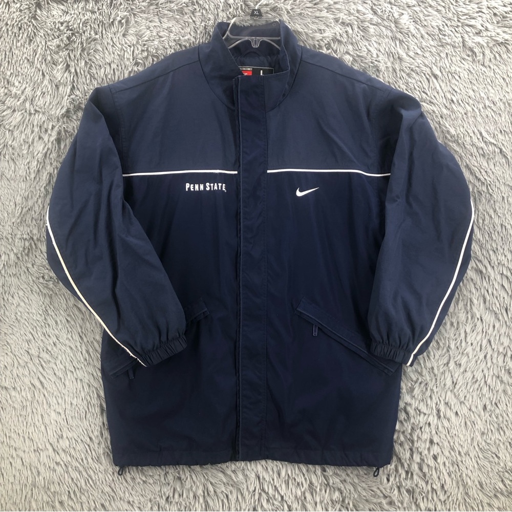 Nike Jacket Sports Penn State Mens Large Blue  Coat Pockets Swoosh Toggle Waist